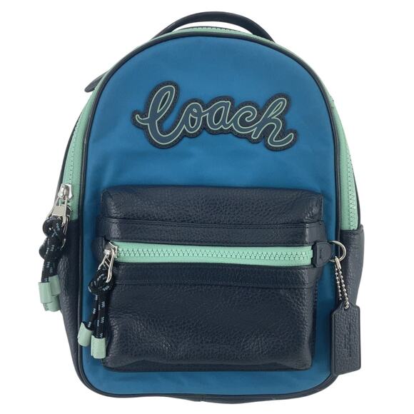 Coach Blue Nylon/Leather Color Block Vale Sling Bag...
